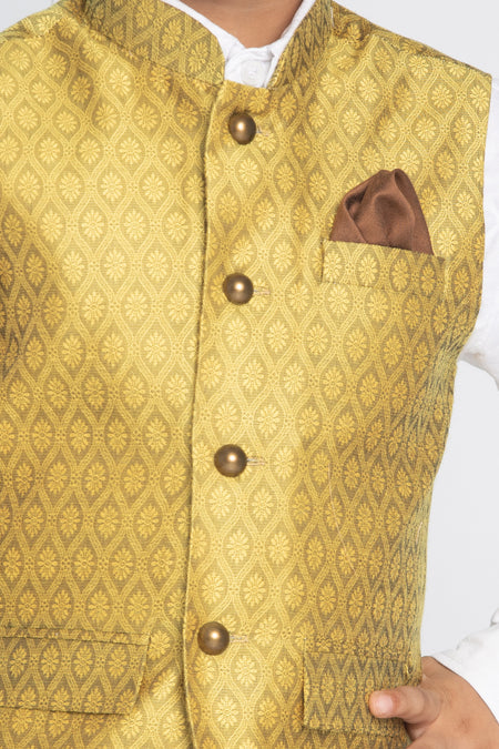 VASTRAMAY Yellow Baap Beta Ethnic Jacket Set